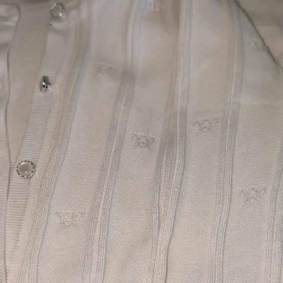 Women's White Ribbed Button-Front Cardigan - Picture 4 of 7